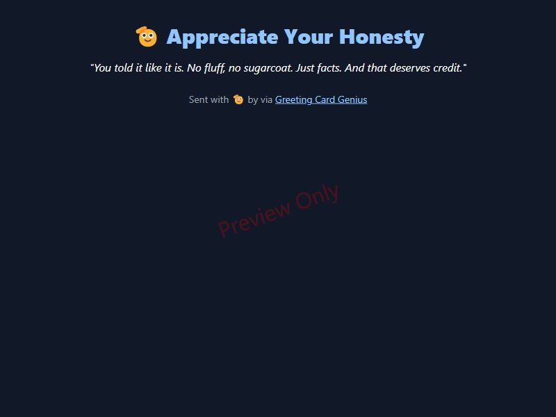 Appreciate Your Honesty Card Preview