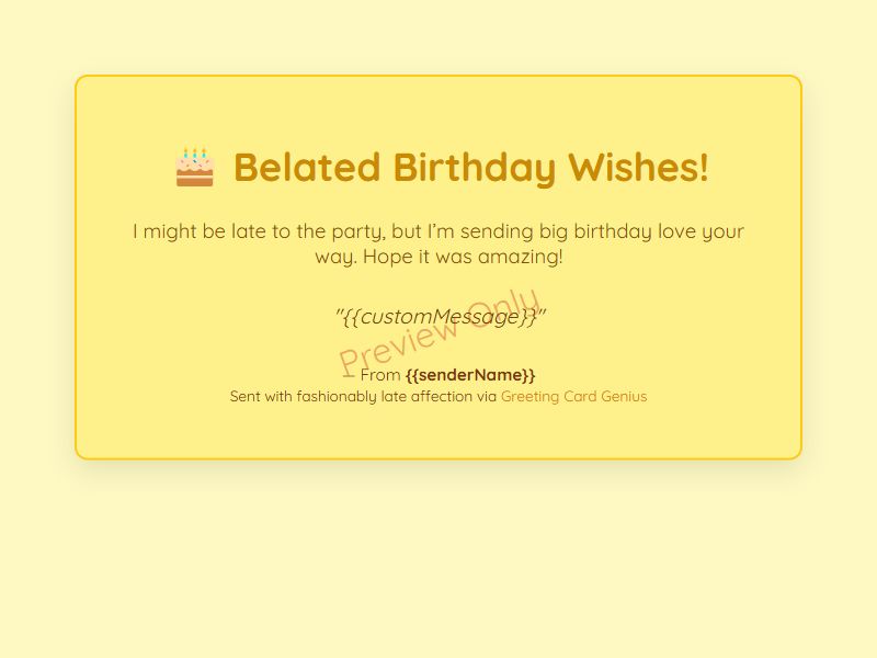 Belated Birthday Card Preview