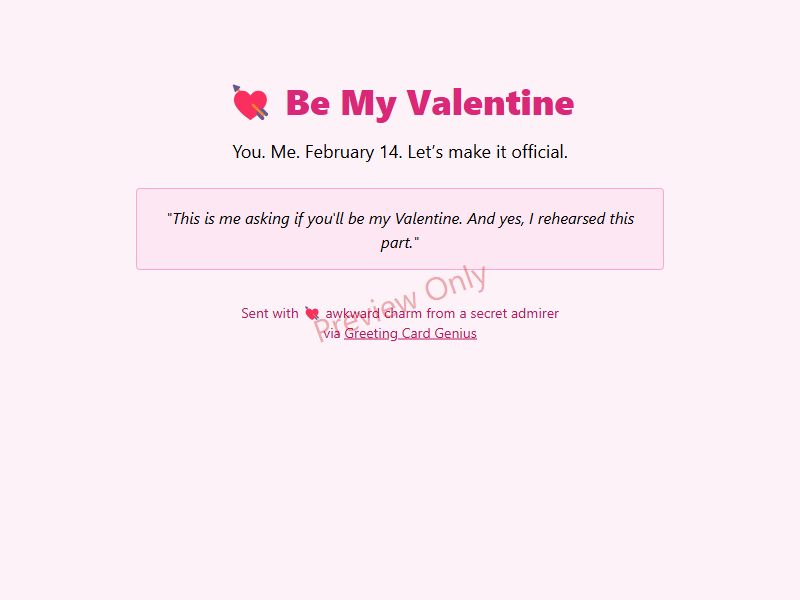 Be My Valentine Card Preview