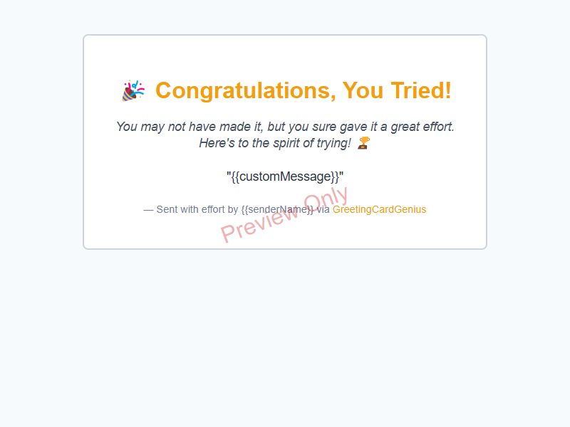 Congratulations, You Tried Card Preview