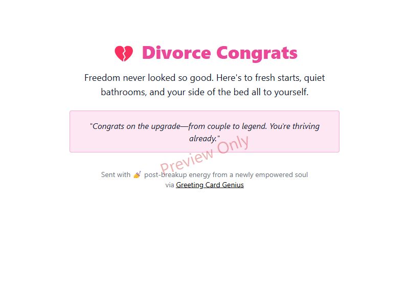 Divorce Congrats Card Preview