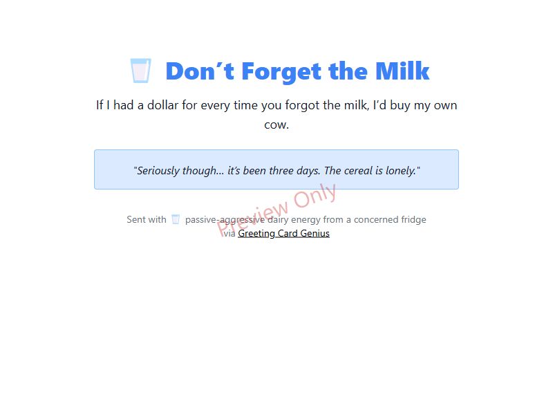 Don't Forget the Milk Card Preview