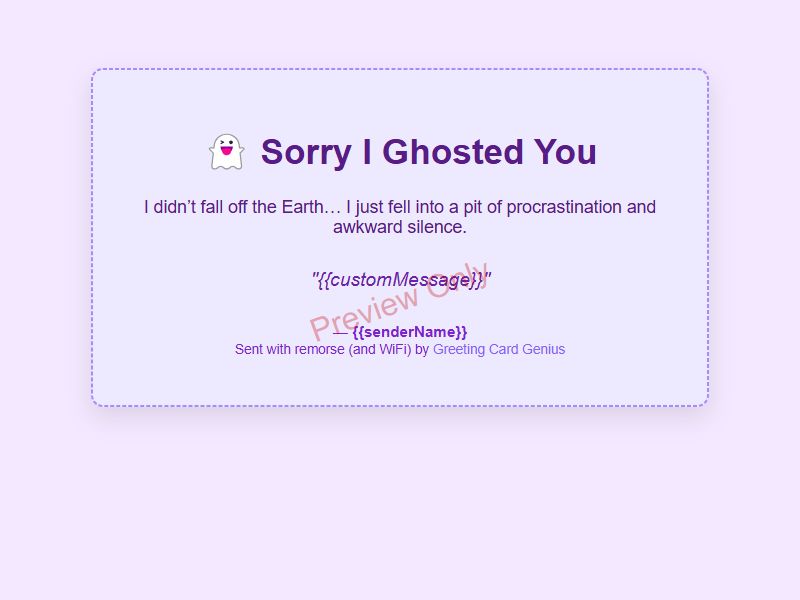 Sorry I Ghosted You Card Preview