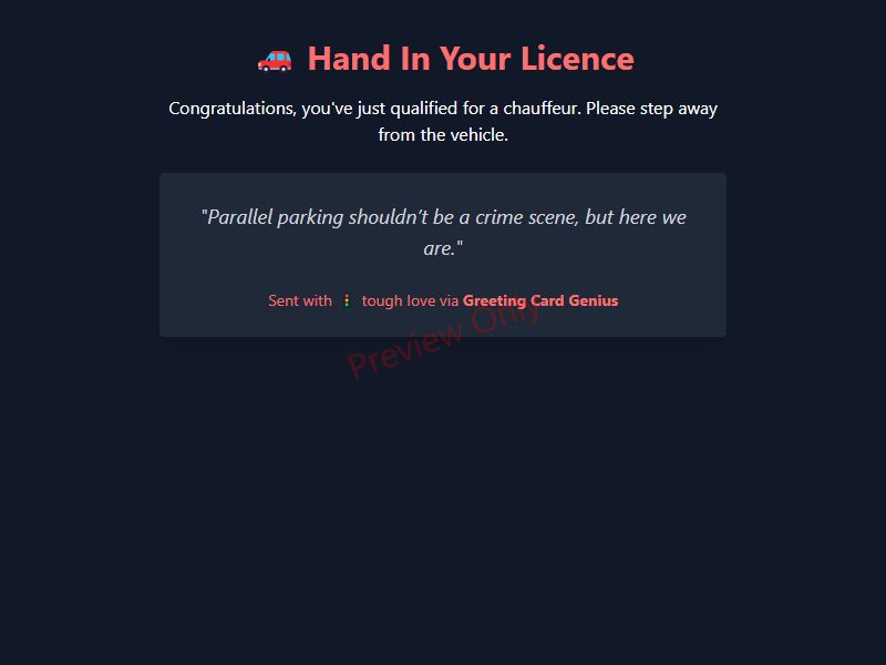 Hand In Your Licence Card Preview
