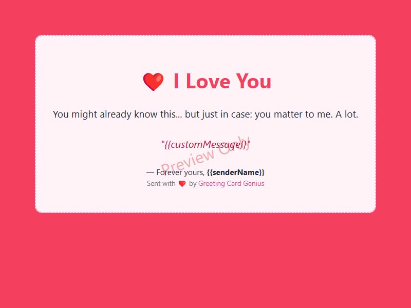 I Love You Card Preview