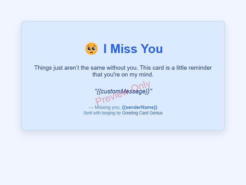 I Miss You Card Preview