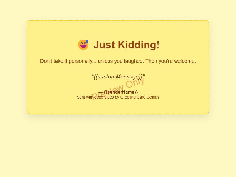Just Kidding Card Preview