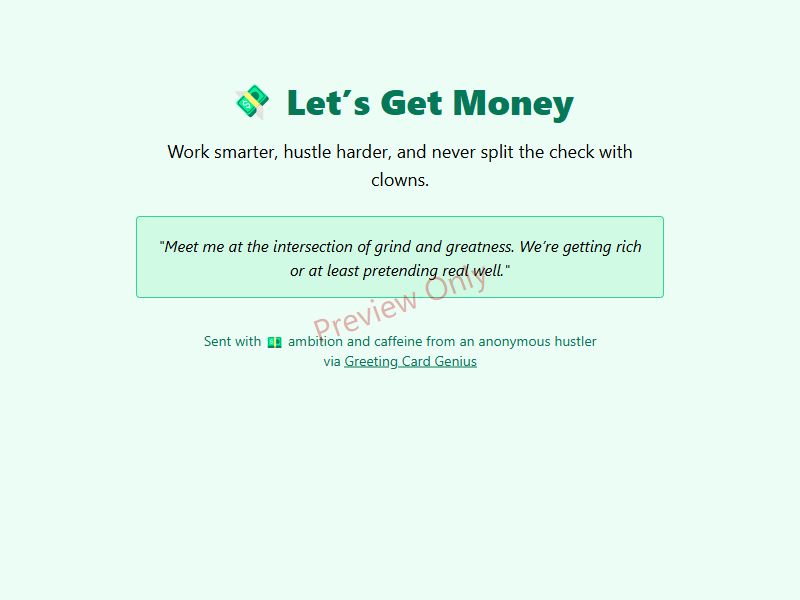 Let’s Get Money Card Preview