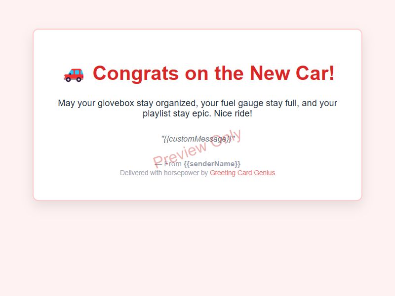 New Car Card Preview