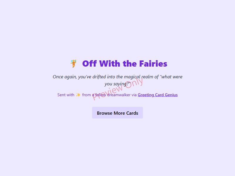 Off With the Fairies Card Preview