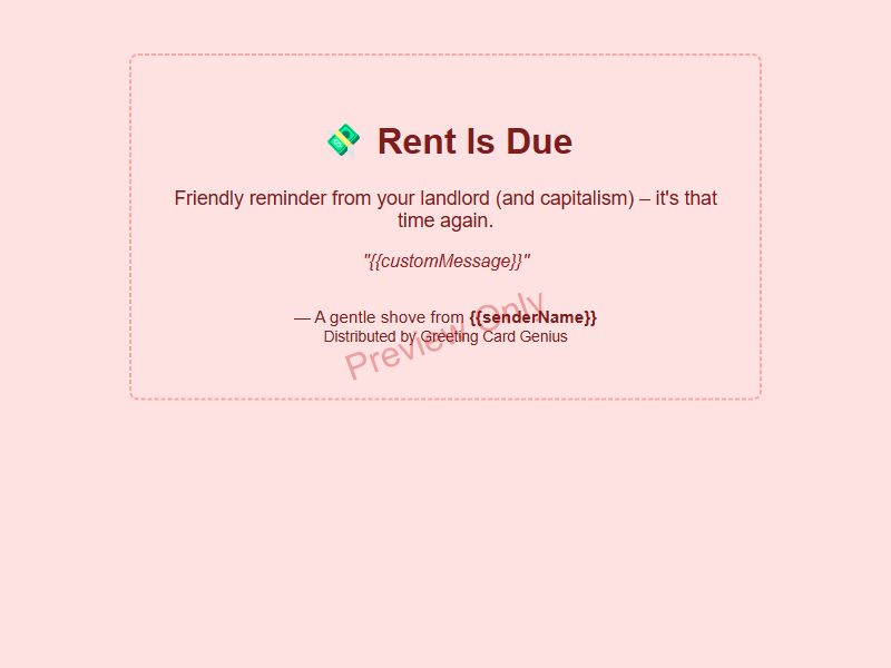 Rent Is Due Card Preview