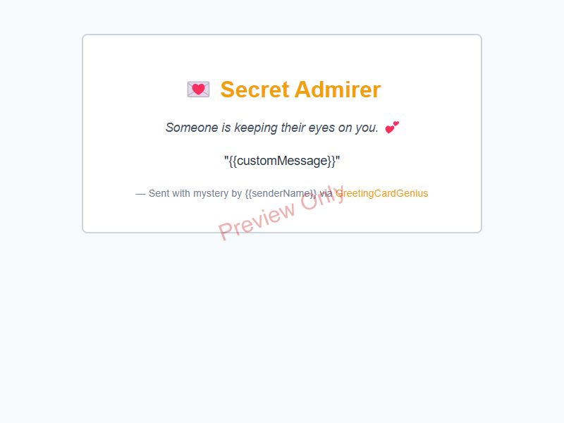 Secret Admirer Card Preview