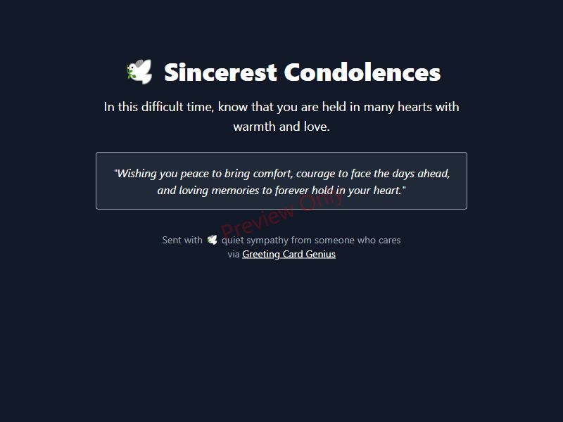 Sincerest Condolences Card Preview