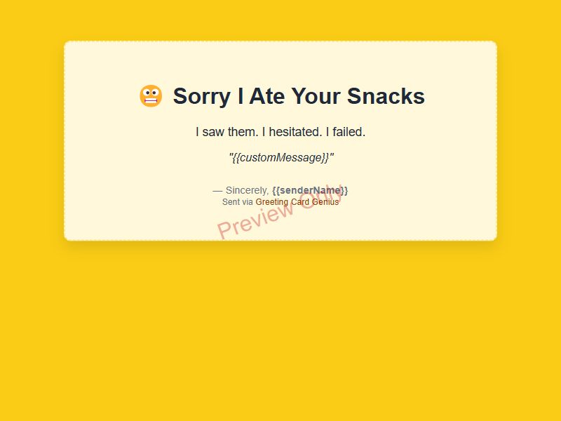 Snack Confession Card