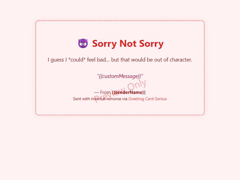 Sorry Not Sorry Card Preview