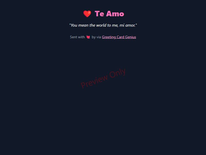 Te Amo Card Preview