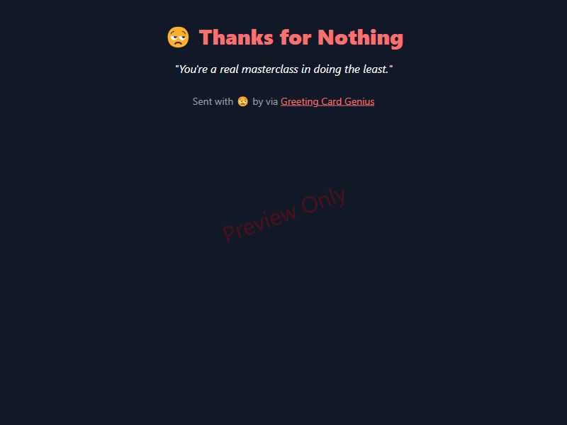 Thanks for Nothing Card Preview