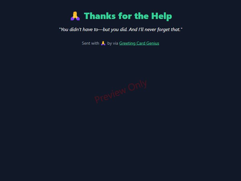 Thanks for the Help Card Preview