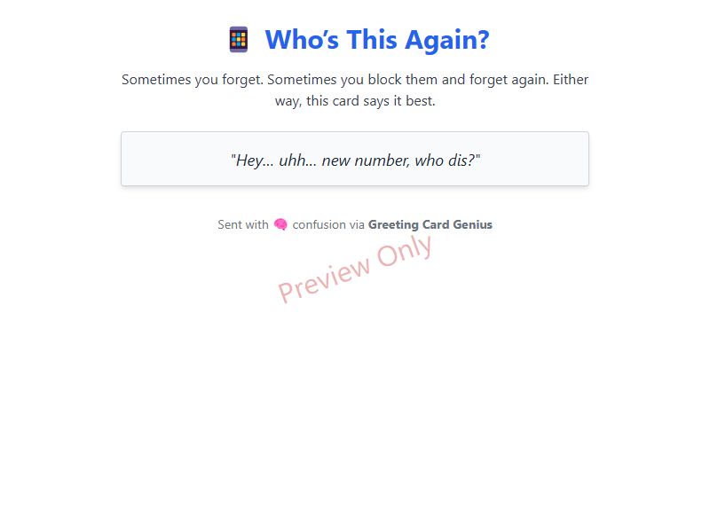 Who's This Again? Card Preview