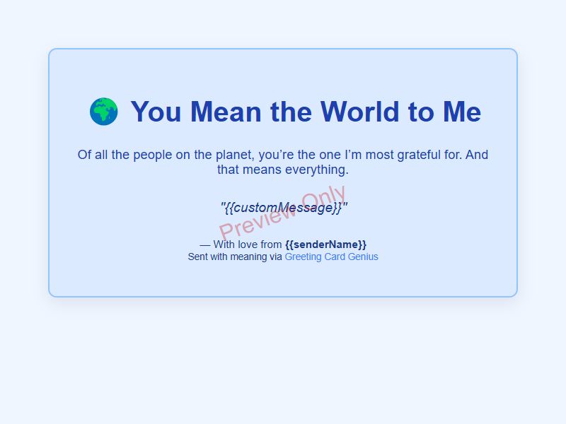 You Mean the World to Me Card Preview