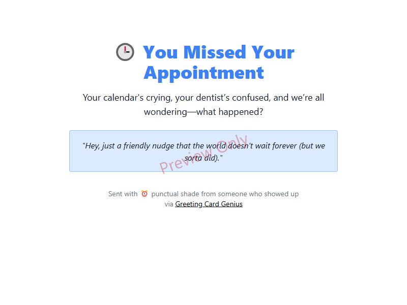 You Missed Your Appointment Card Preview