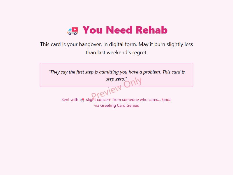 You Need Rehab Card Preview
