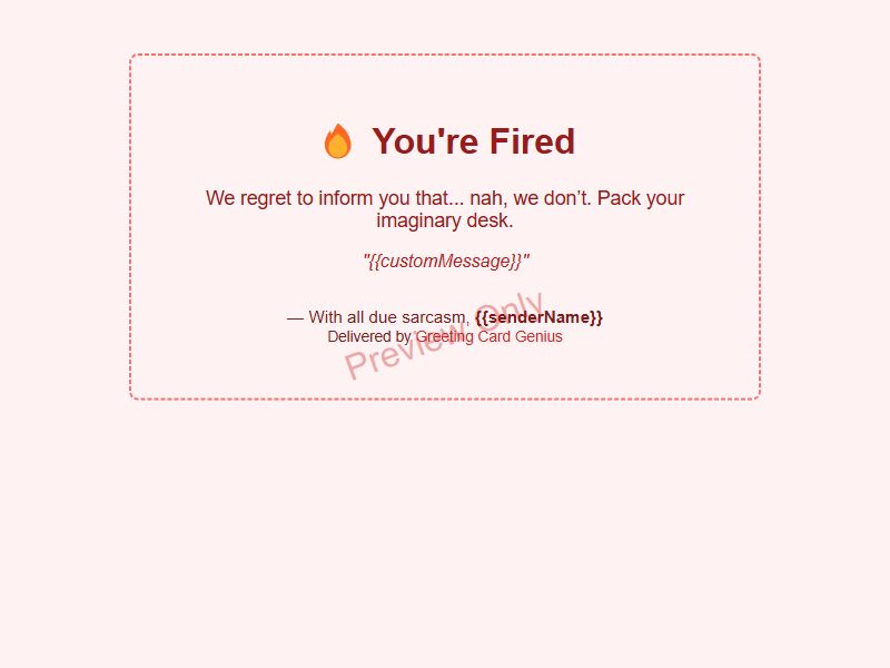 You're Fired Card Preview